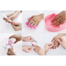 Kit bol manichiura, dozator acetona, 10 capsule pentru degete, instrument metalic, 20x folie aluminiu - 1
