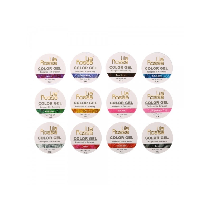 Set geluri color lila rossa 12 culori glitter series - 1