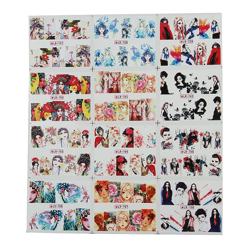 Sticker Unghii 12 In 1 Lila Rossa Romantic - 1