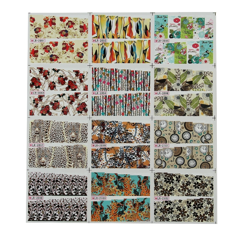 Sticker Unghii 12 In 1 Lila Rossa Animal Print - 1