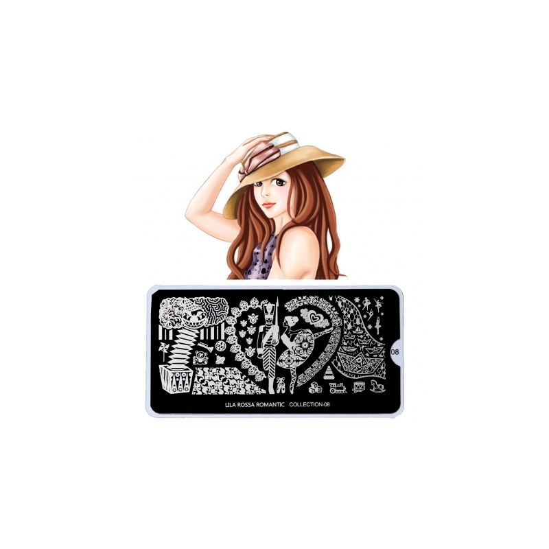 Matrita Metalica Pentru Stampile Unghii Lila Rossa - Romantic Collection 0108 - 1