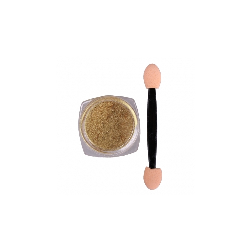 Pigment Pudra Unghii Gold cu Efect de Oglinda si Aplicator - 1