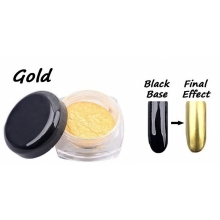 Pigment Pudra Unghii Gold cu Efect de Oglinda si Aplicator - 3