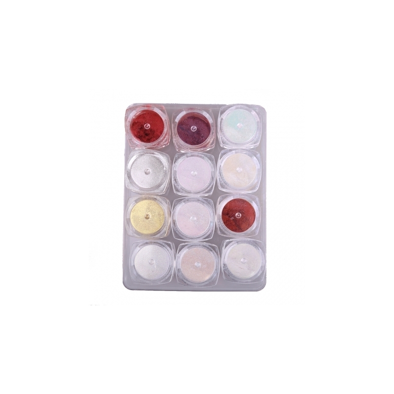 Pigment Pudra Unghii cu Efect de Oglinda Lila Rossa Set 12 - 1