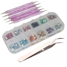 Kit strasuri + 5 punctatoare + penseta - 1