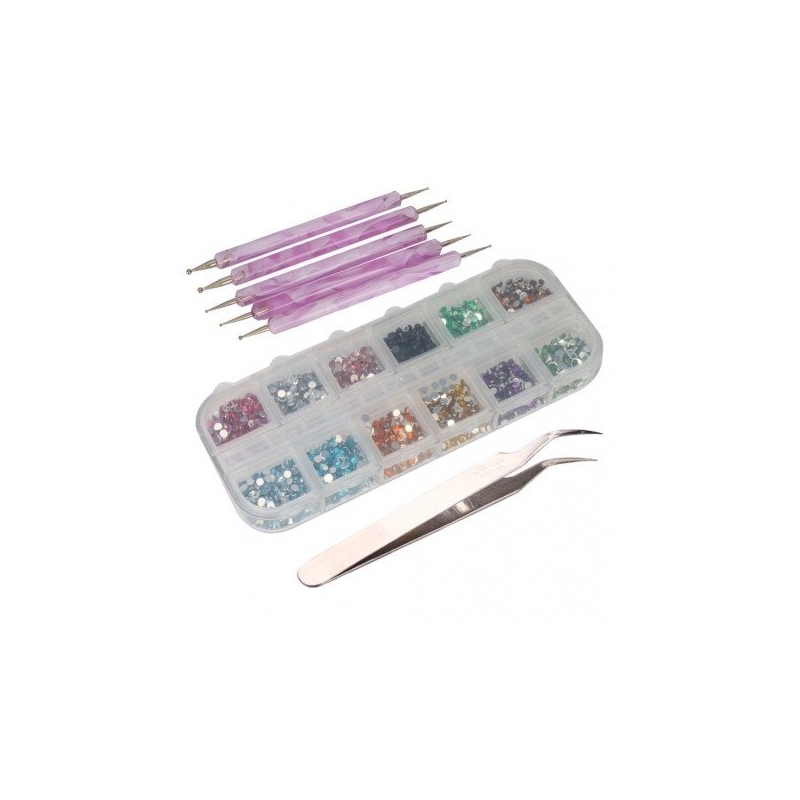 Kit strasuri + 5 punctatoare + penseta - 1