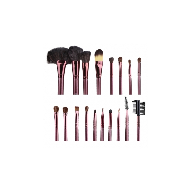 Pensule Make-up Din Par Natural Megaga Set 18 Bucati Diverse Culori - 1