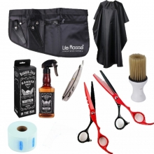 Set kit frizerie complet cu foarfeci tuns filat pulverizator wisky manta brici Redcuts
