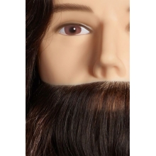 Cap Manechin Par Saten Natural 100% Barbat cu Barba MAX, 25 cm, L'Image Germania + Suport Prindere Masa - 1
