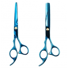 Set Kit Foarfece Profesionale Tuns si Filat Metallic Blue Oranjollie