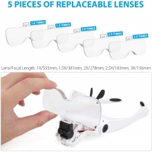 Ochelari de Marire cu 5 Tipuri de Lupe cu Led Model 9892B2