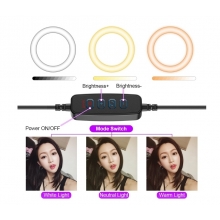Lampa Circulara Fotografica Inaltime 2.1m + Suport Telefon - Kit Starter Vlogging Premium
