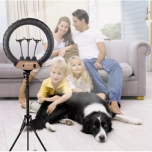 Lampa Circulara LED 35cm, Lumina Rece/Calda, Ring Light cu Trepied, Geanta si 3 Suporturi Telefon