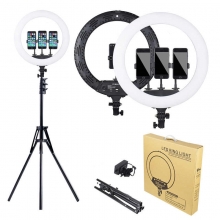 Lampa Circulara LED 35cm, Lumina Rece/Calda, Ring Light cu Trepied, Geanta si 3 Suporturi Telefon