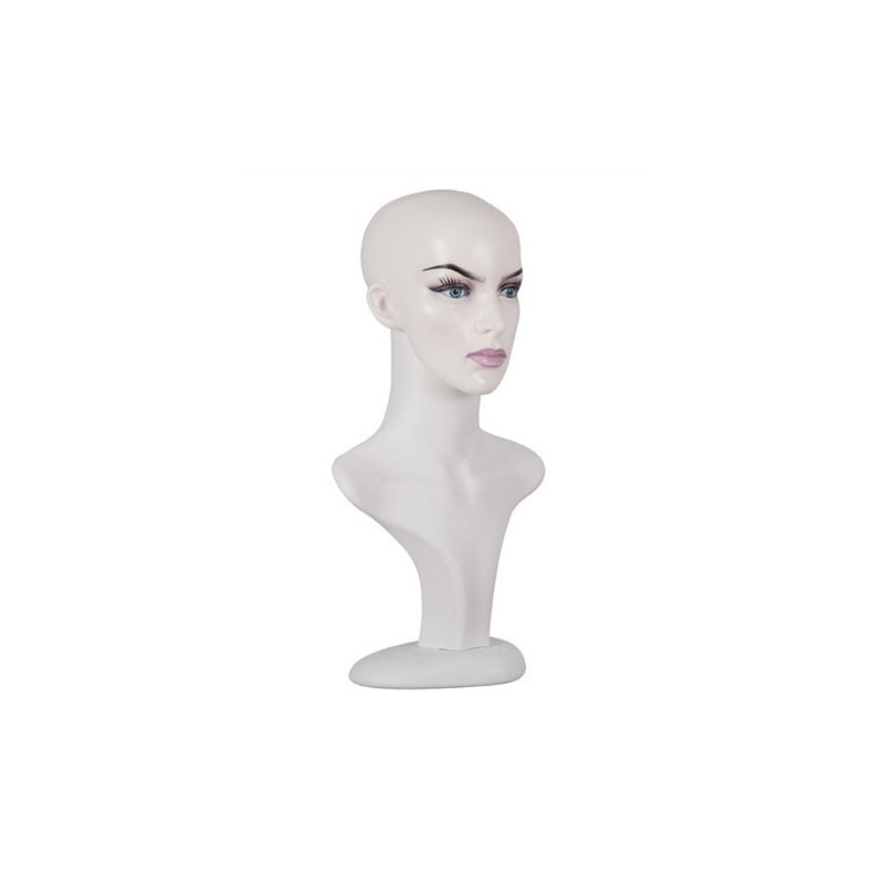 Cap Manechin Alb Machiat Dama, Detasabil, cu Suport din Plastic
