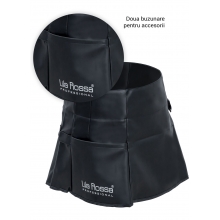 Sort pentru coafor si frizerie Lila Rossa, din piele ecologica, impermeabil, cu buzunar, cu snur reglabil, negru, A258 M