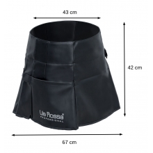 Sort pentru coafor si frizerie Lila Rossa, din piele ecologica, impermeabil, cu buzunar, cu snur reglabil, negru, A258 M