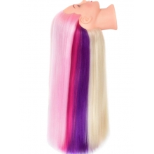 Cap Manechin Colorat(Roz+Albastru) H1-6E, 50% Natural 65 cm + Suport Prindere
