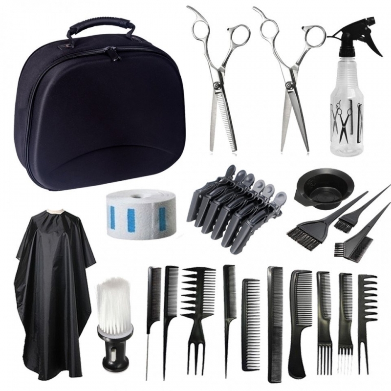 Set Frizerie Max cu Geanta, Foarfeca Tuns si Filat, Pelerina, Pamatuf, Pulverizator