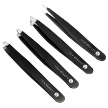 Set 4 Pensete pentru Gene si Sprancene cu Husa din Piele Ecologica