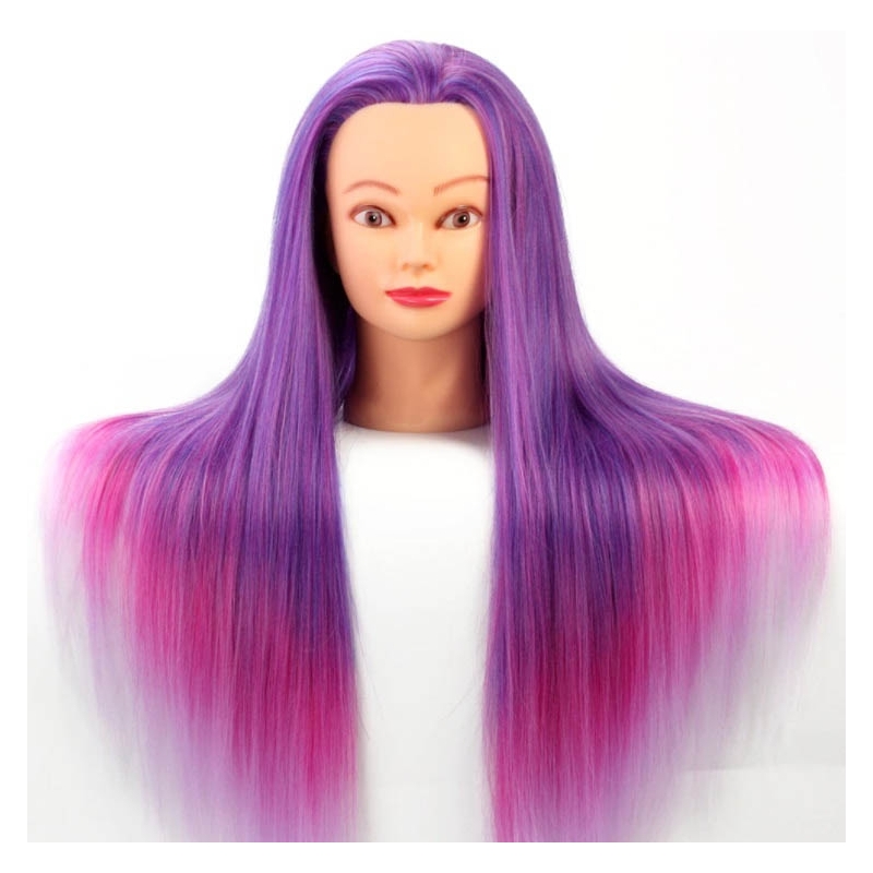 Cap Manechin Colorat H1-6F, 50% Natural 65 cm + Suport Prindere