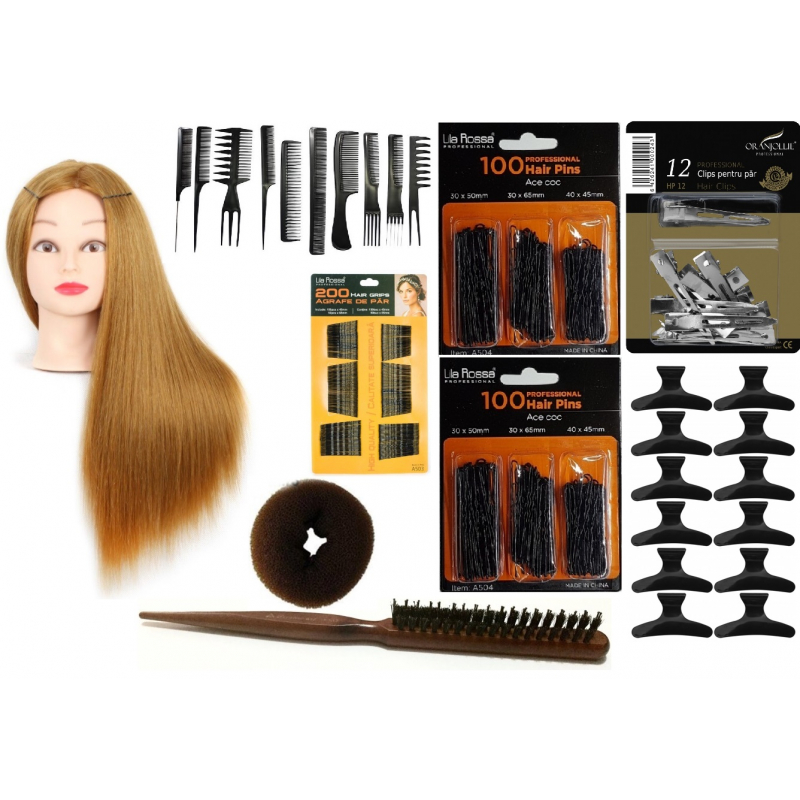 Set Kit Frizerie Coafor Complet Magic Roscat Sintetic cu Clestisori, Agrafe, Ace, Perie Tapat - 1