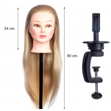 Cap Manechin cu Par Blond, 50% Natural 4A - 80 cm + Suport Prindere - 3