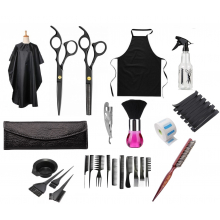Set kit frizerie coafor complet Aurora cu foarfeca tuns filat brici perie tapat par - 1