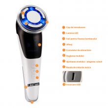 Aparat Facial Lila Care EMS Masaj Facial Cald si Rece Anti-Imbatranire, Anti-Rid Alb 103 Vibratie Sonica de 8000RPM Alb-Negru - 