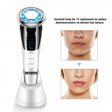 Aparat Facial Lila Care EMS Masaj Facial Cald si Rece Anti-Imbatranire, Anti-Rid Alb 103 Vibratie Sonica de 8000RPM Alb-Negru - 