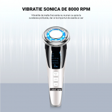 Aparat Facial Lila Care EMS Masaj Facial Cald si Rece Anti-Imbatranire, Anti-Rid Alb 103 Vibratie Sonica de 8000RPM Alb-Negru - 