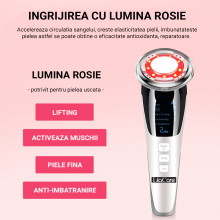 Aparat Facial Lila Care EMS Masaj Facial Cald si Rece Anti-Imbatranire, Anti-Rid Alb 103 Vibratie Sonica de 8000RPM Alb-Negru - 