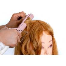 Cap Manechin pentru Vopsit cu Par Blond Auriu Natural 100%, 40-45cm + Suport Prindere - 4