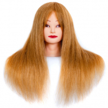 Cap Manechin pentru Vopsit cu Par Blond Auriu Natural 100%, 40-45cm + Suport Prindere - 10