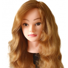 Cap Manechin pentru Vopsit cu Par Blond Auriu Natural 100%, 40-45cm + Suport Prindere - 1