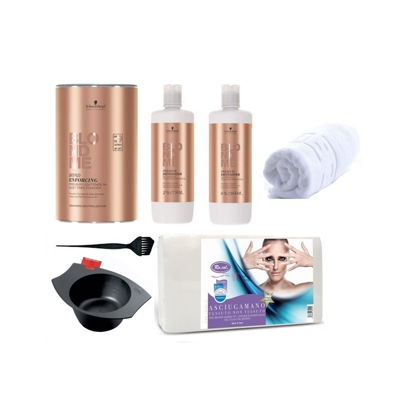 Pachet Academie Anemona, Decolorant 9+ 450g, Oxidant 2% si 6% / 1000 ml, Prosoape de Hartie+Prosop Grecesc Cadou - 1