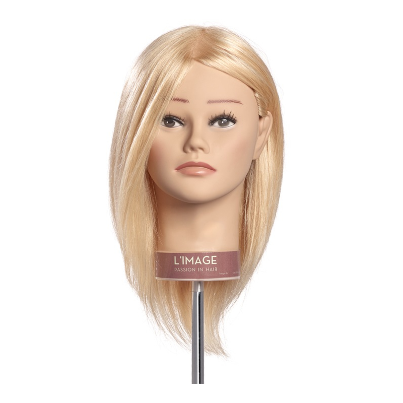 Cap Manechin cu Par Natural 100%, Tanja 20 cm OMC, L`Image Germania + Suport Prindere Masa - 1
