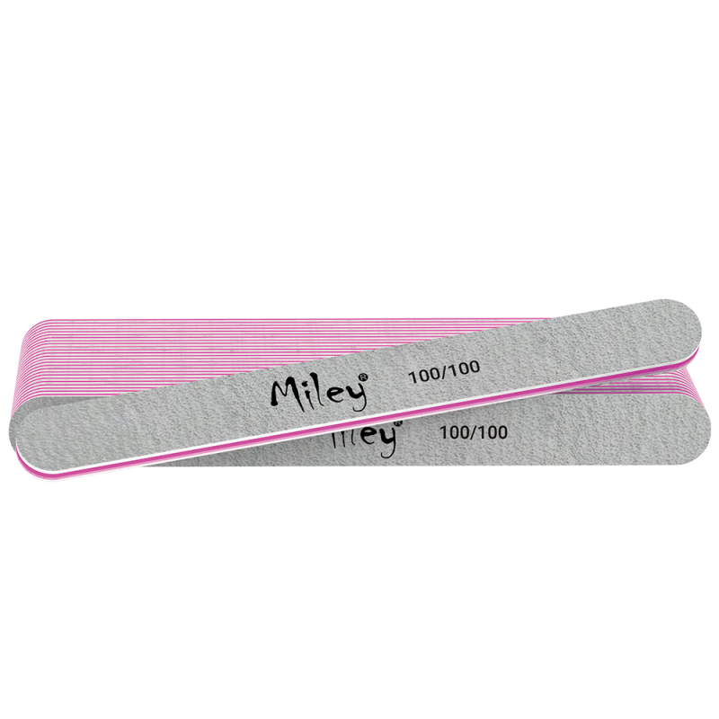 Set Pile Unghii Miley, Drepte, Gri, Granulatie 100/100, 25 Buc - 1