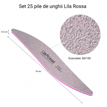 Set Pile Unghii 80/100, Lila Rossa, Ovale, Gri, 25 Buc - 1