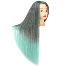 Cap Manechin Colorat (Brunet + Turcoaz) H1-6M, 50% Natural 65 cm + Suport Prindere - 4