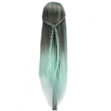 Cap Manechin Colorat (Brunet + Turcoaz) H1-6M, 50% Natural 65 cm + Suport Prindere - 6