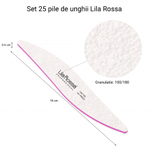 Set Pile Unghii 100/180 Lila Rossa, Ovale, Albe, 25 buc - 1