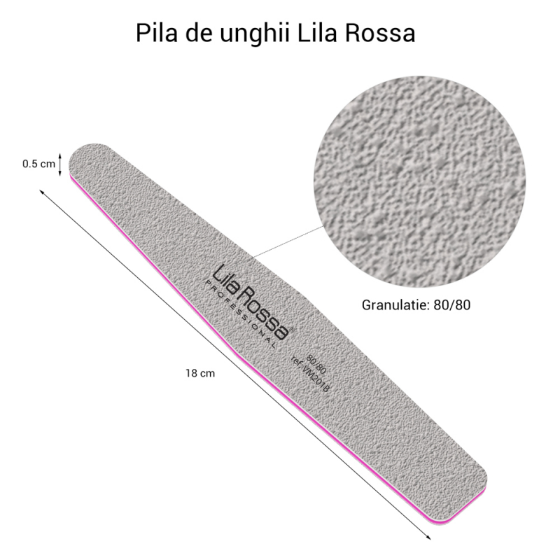 Pila Unghii 80/80 Lila Rossa, Romb, Gri - 2