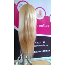 Cap Manechin Coafor X27 - Par Blond 50% Natural, 50-55 cm + Suport Prindere - 4