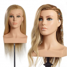 Cap Manechin Par Natural 100% RAPHAELA OMC, 50 cm, L'IMAGE Germania + Suport Prindere Masa - 3
