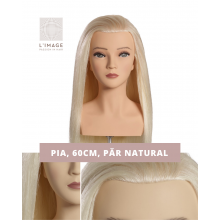 Cap Manechin Par Alb Platinum Natural 100% PIA OMC, 60 cm, L'Image Germania + Suport Prindere Masa - 3