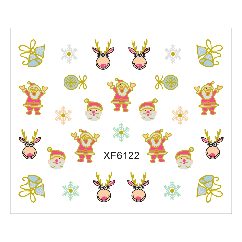 Sticker Nail Art Lila Rossa pentru Craciun, Revelion si Iarna XF6122 - 1