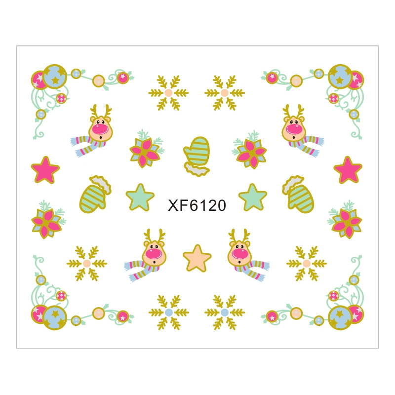 Sticker Nail Art Lila Rossa pentru Craciun, Revelion si Iarna XF6120 - 1