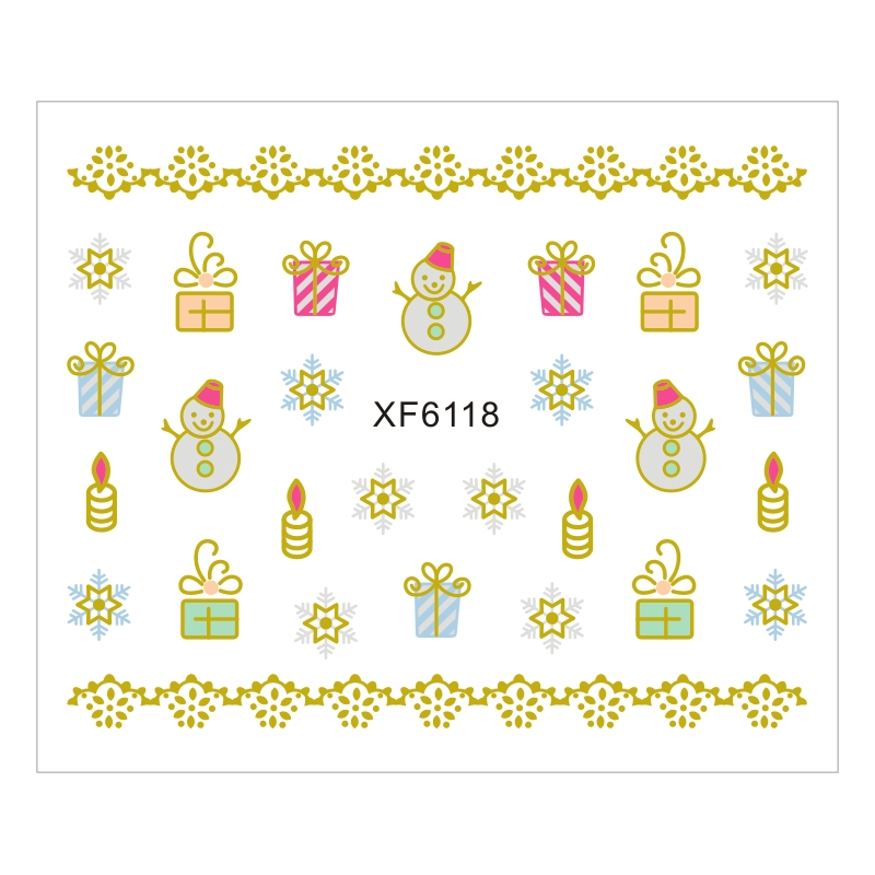 Sticker Nail Art Lila Rossa pentru Craciun, Revelion si Iarna XF6118 - 1