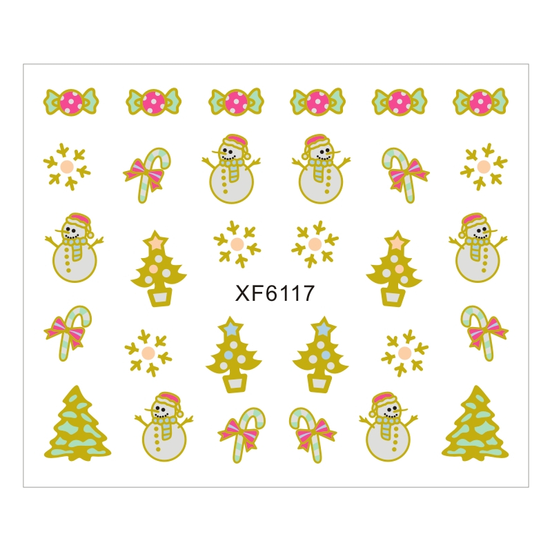 Sticker Nail Art Lila Rossa pentru Craciun, Revelion si Iarna XF6117 - 1